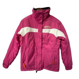 Spyder XT Puffer Jacket Kids Size 16 Pink White Drawstring Waterproof Breathable